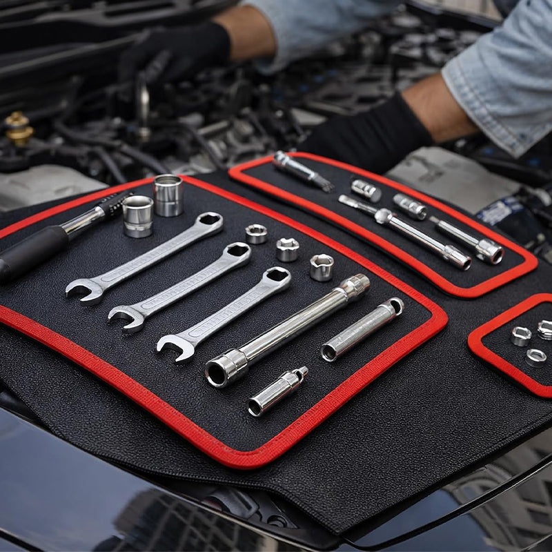 🚗🛠️High-Performance Magnetic Leather Tool Storage Mat