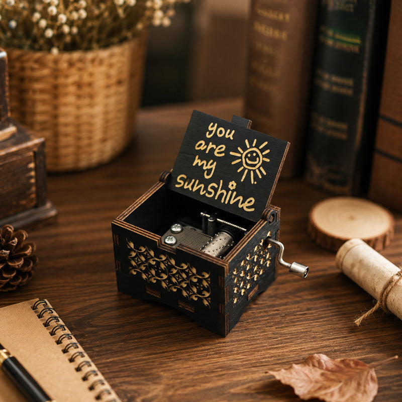 Wooden Music Box Ornament - Classic Engraved Hand-Crank Music Box🎶
