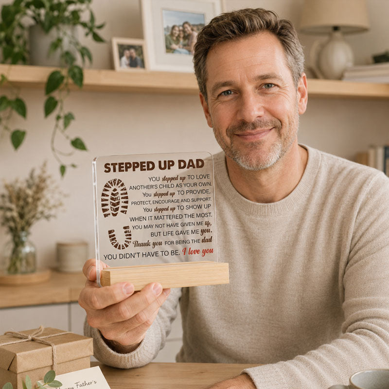 Heartfelt "Stepped Up Dad" Desktop Plaque💖