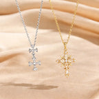 🔥Tijdelijke flash sale✧ Kruisvormige sprankelende ketting | Elegante geometrie met een vleugje licht ✧