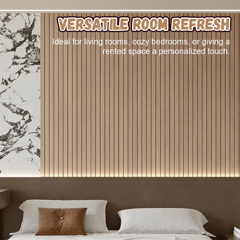 3D Slatted Wood Grain Self-Adhesive Wallpaper | Peel and Stick Wall Decal for Living Room, Bedroom & Rental Home Renovation