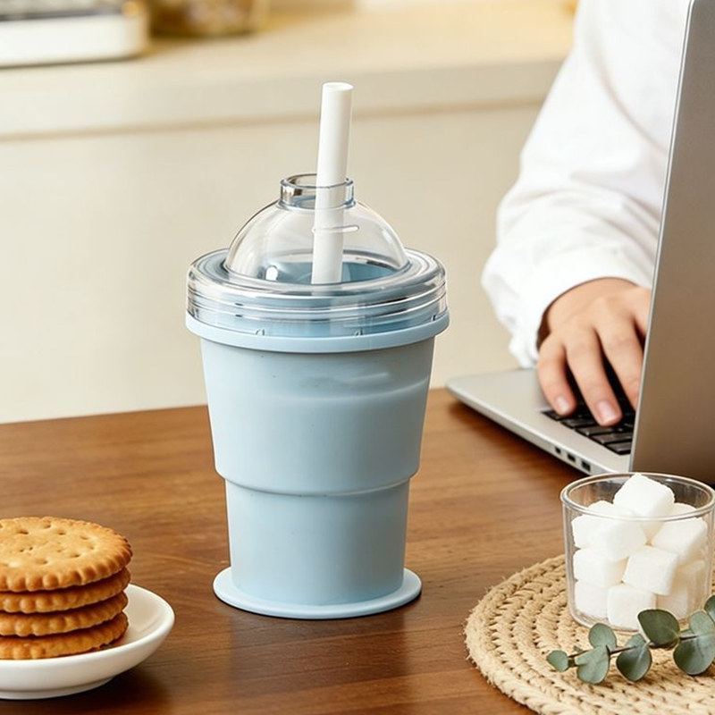 🧊✨2026 Portable Folding Ice Cup with Built-in Straw