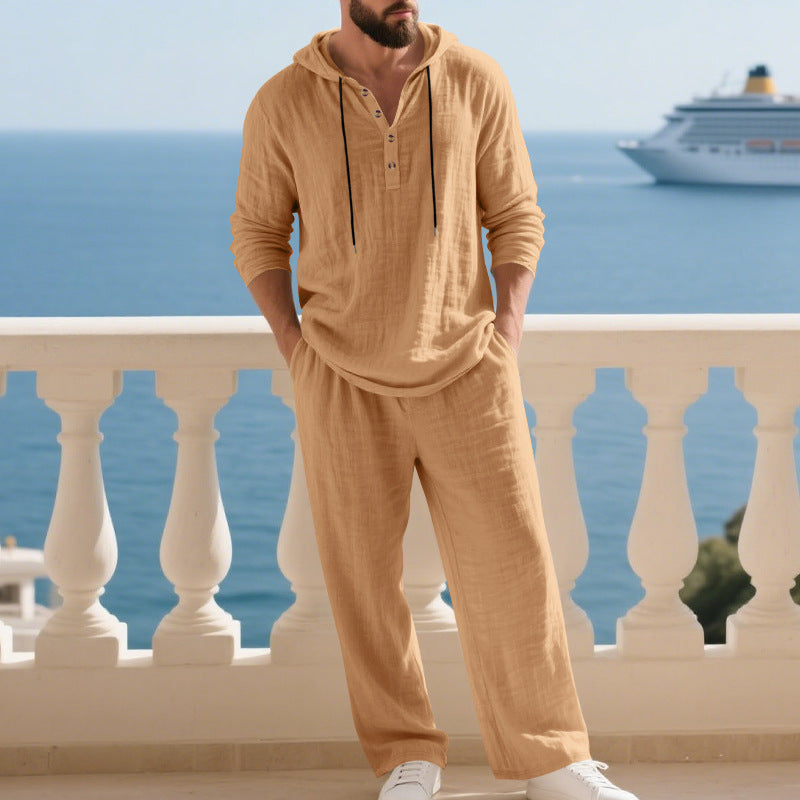 Heren trui en broek met relaxte pasvorm – 2-delige set