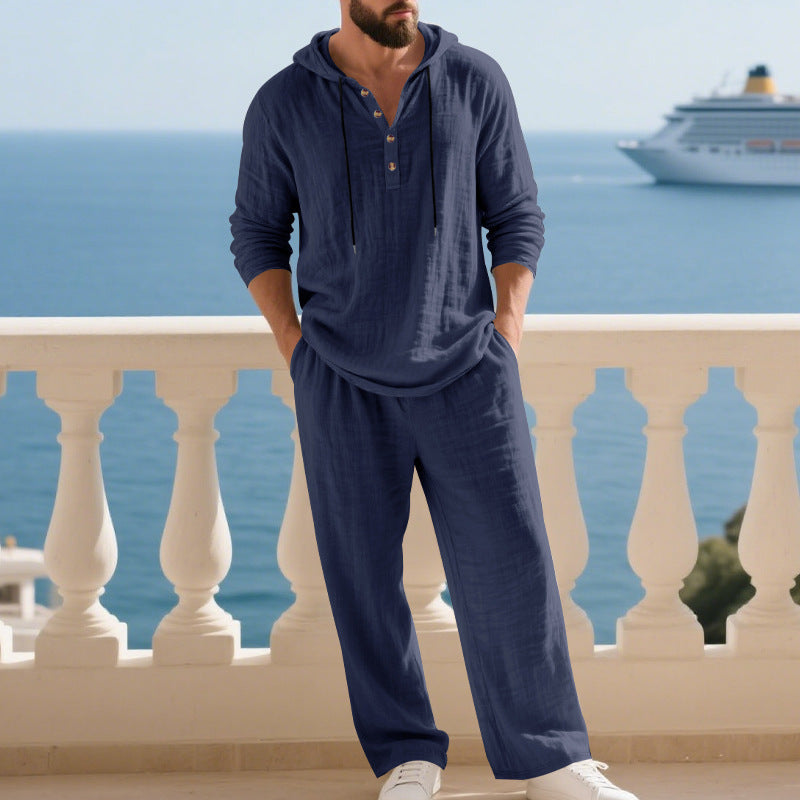 Heren trui en broek met relaxte pasvorm – 2-delige set