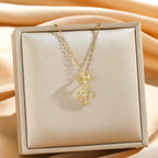 🔥Tijdelijke flash sale✧ Kruisvormige sprankelende ketting | Elegante geometrie met een vleugje licht ✧