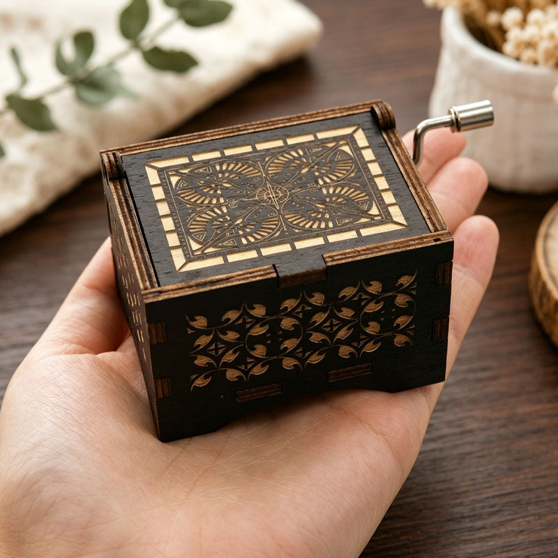 Wooden Music Box Ornament - Classic Engraved Hand-Crank Music Box🎶