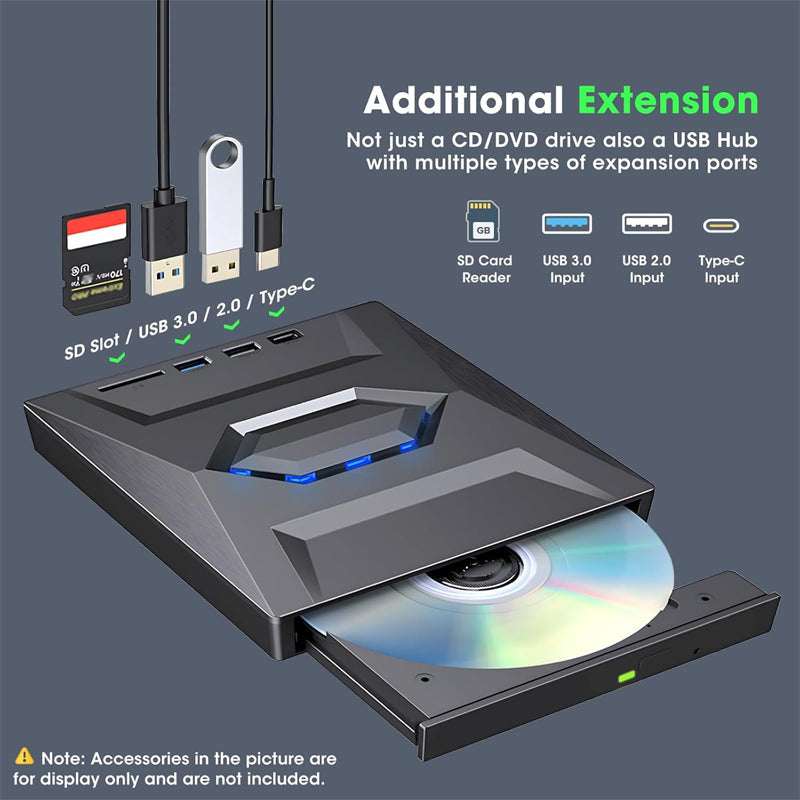 💿Multifunctionele externe optische schijf met kaartinvoer, draagbare dvd-brander