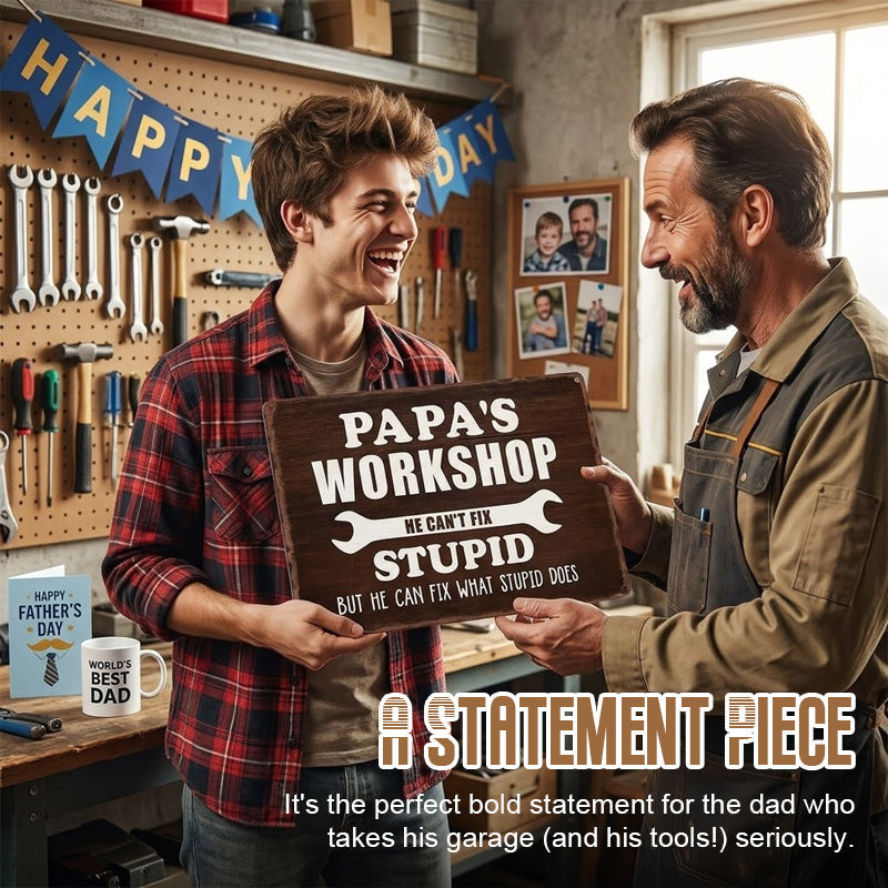 Dad's Garage Shit List Tin Sign - Funny Man Cave Decor & Gift