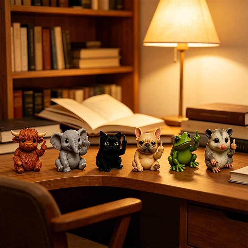 🖕Fun Mini Middle Finger Animal Statues - Unique & Humorous Desk Decor