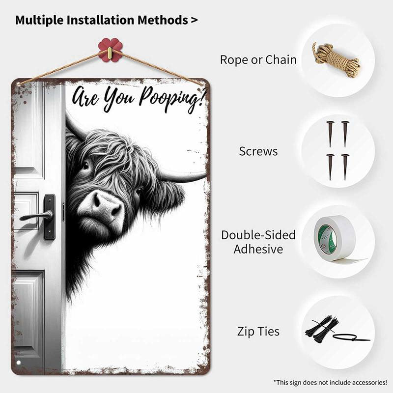 💥Alleen vandaag: 56% korting🐄 The Cheeky Visitor: Vintage Highland Cow Sign