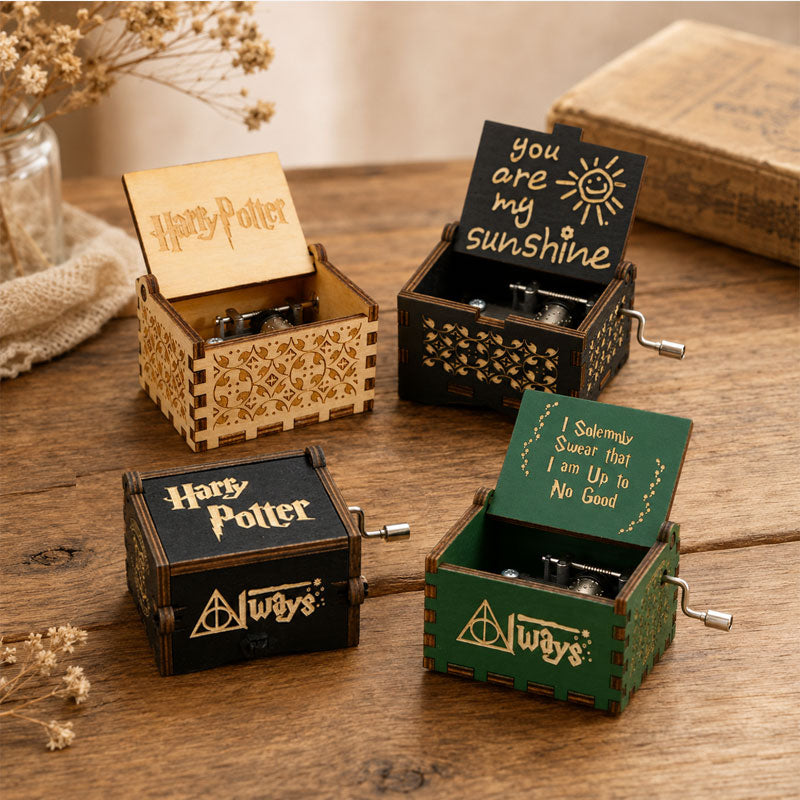 Wooden Music Box Ornament - Classic Engraved Hand-Crank Music Box🎶