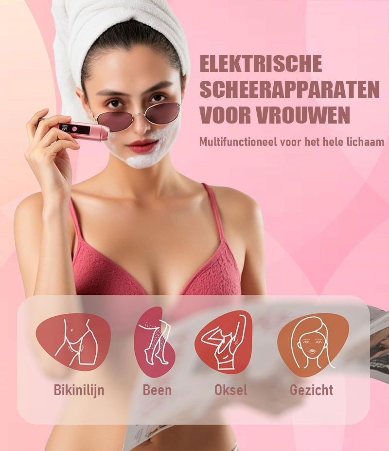 ⭐【5480 positieve recensies】✨Elektrisch Ontharingsapparaat Met dubbel Mesje En Digitaal Display