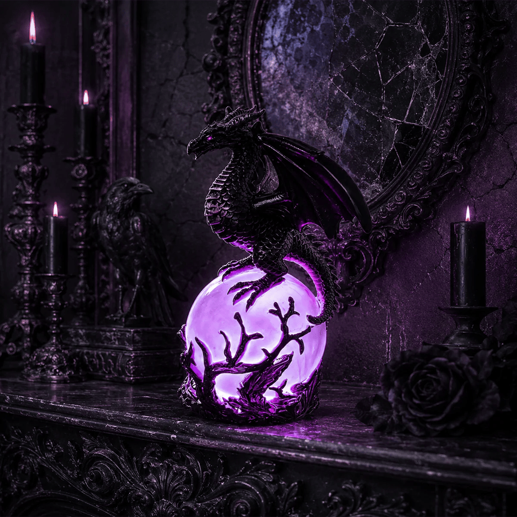 🔮Gothic Dragon LED Crystal Ball Lamp for Dark Aesthetic Decor