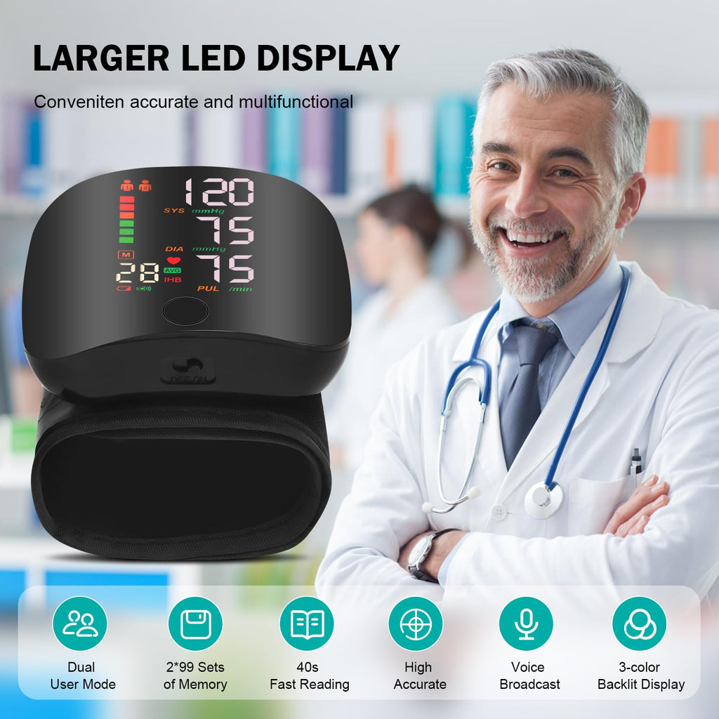 💥Tijdelijk 50% korting🩸Volautomatische, intelligente polsbloeddrukmeter met touchscreen