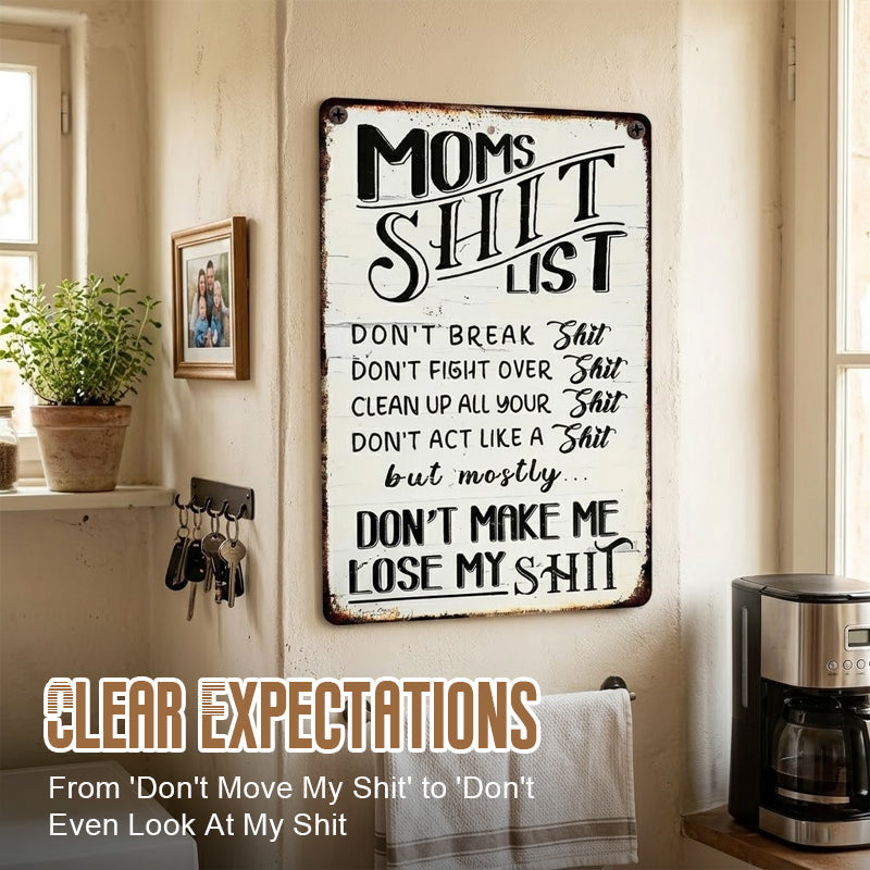 Dad's Garage Shit List Tin Sign - Funny Man Cave Decor & Gift