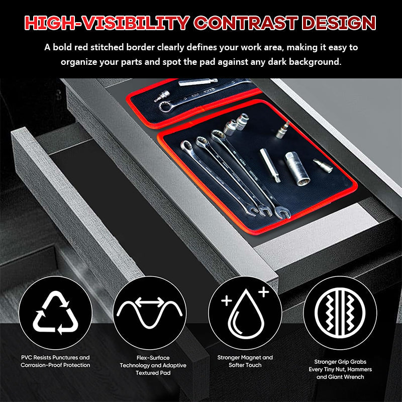 🚗🛠️High-Performance Magnetic Leather Tool Storage Mat