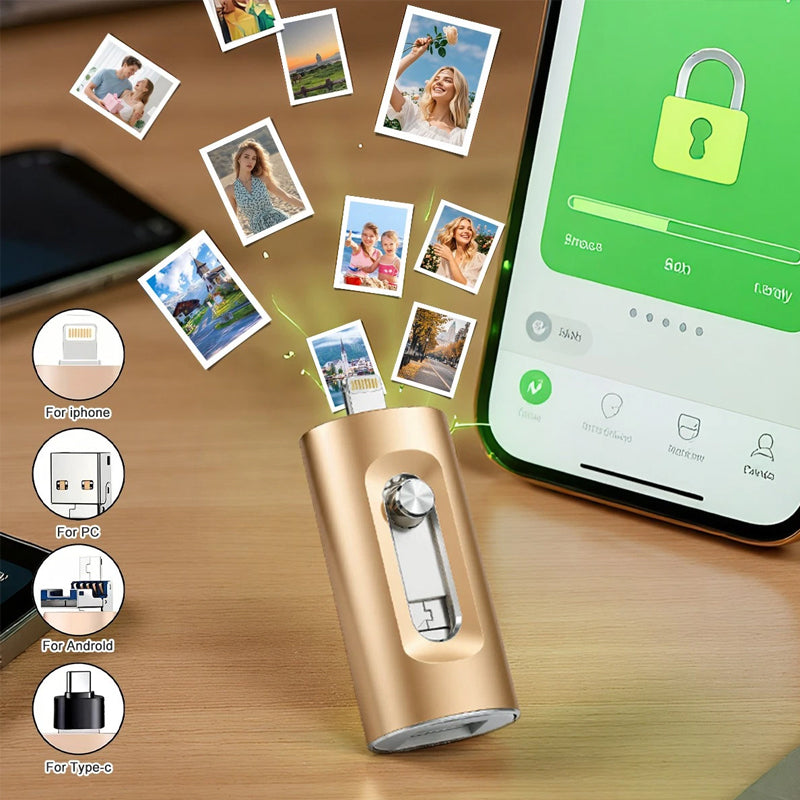 3-in-1 USB-flashdrive Met Grote Capaciteit Voor Zowel Mobiele Telefoons Als Computers