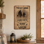To My Dad Sign, Vintage Room Decor Wall Art, Father Son Hunter Theme Father's Day Gift, for Farmhouse Living Room