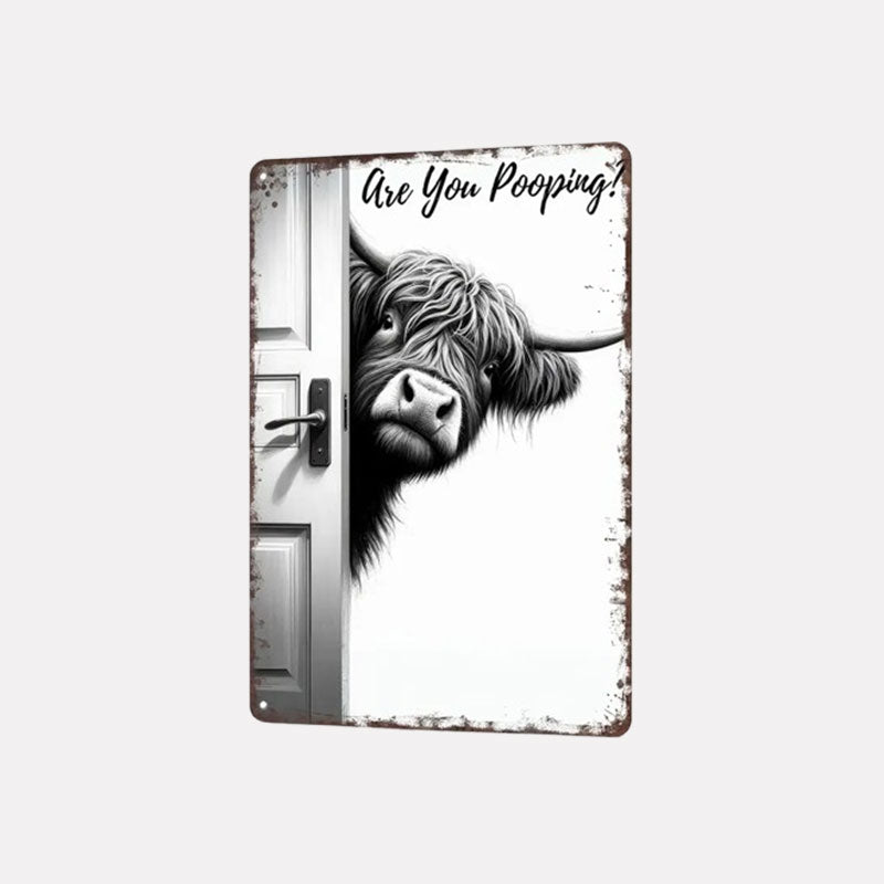 💥Alleen vandaag: 56% korting🐄 The Cheeky Visitor: Vintage Highland Cow Sign