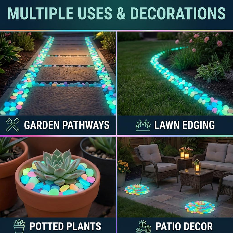 ✨ Colorful Glow in the Dark Garden Stones