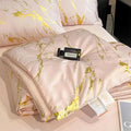 ❄️ Luxurious Gold-Patterned, Hot-Stamped, Pre-Washed Silk Summer Duvet Set (4-Piece)