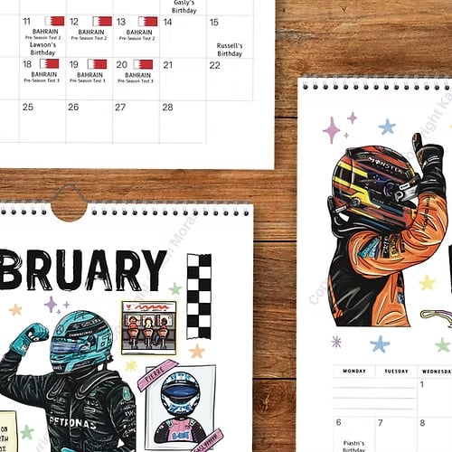 🏎️📅F1 Scrapbook Race Calendar 2026 — De ultieme wandkalender voor racefans