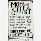 Dad's Garage Shit List Tin Sign - Funny Man Cave Decor & Gift