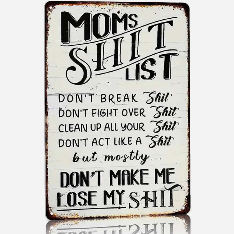 Dad's Garage Shit List Tin Sign - Funny Man Cave Decor & Gift