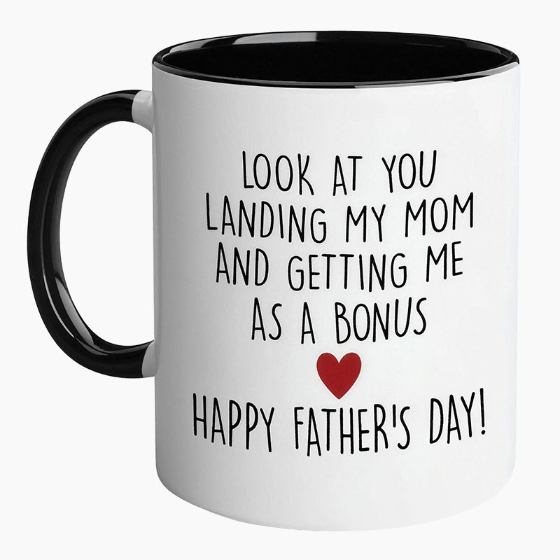 Happy Father's Day Ceramic Mug, Father's Day Gift, Gift for Stepdad, Funny Stepdad Coffee Mug, Creative Gift from Stepchildren