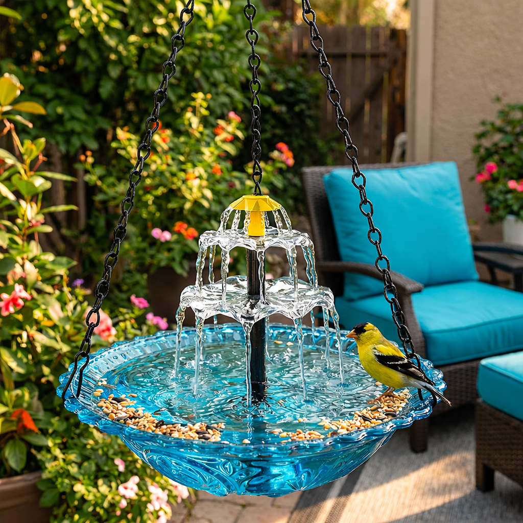 ⏰Tijdelijk 54% korting🦜Solar Cascade Hanging Birdbath Fountain