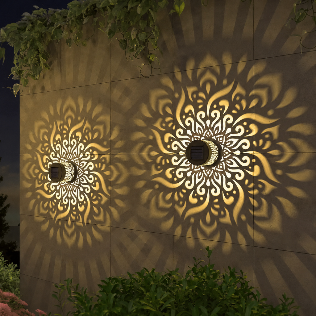 65K+ SOLD!✨Solar Mandala Wall Light | Outdoor Garden Fence Projector Lamp 🪐🌌