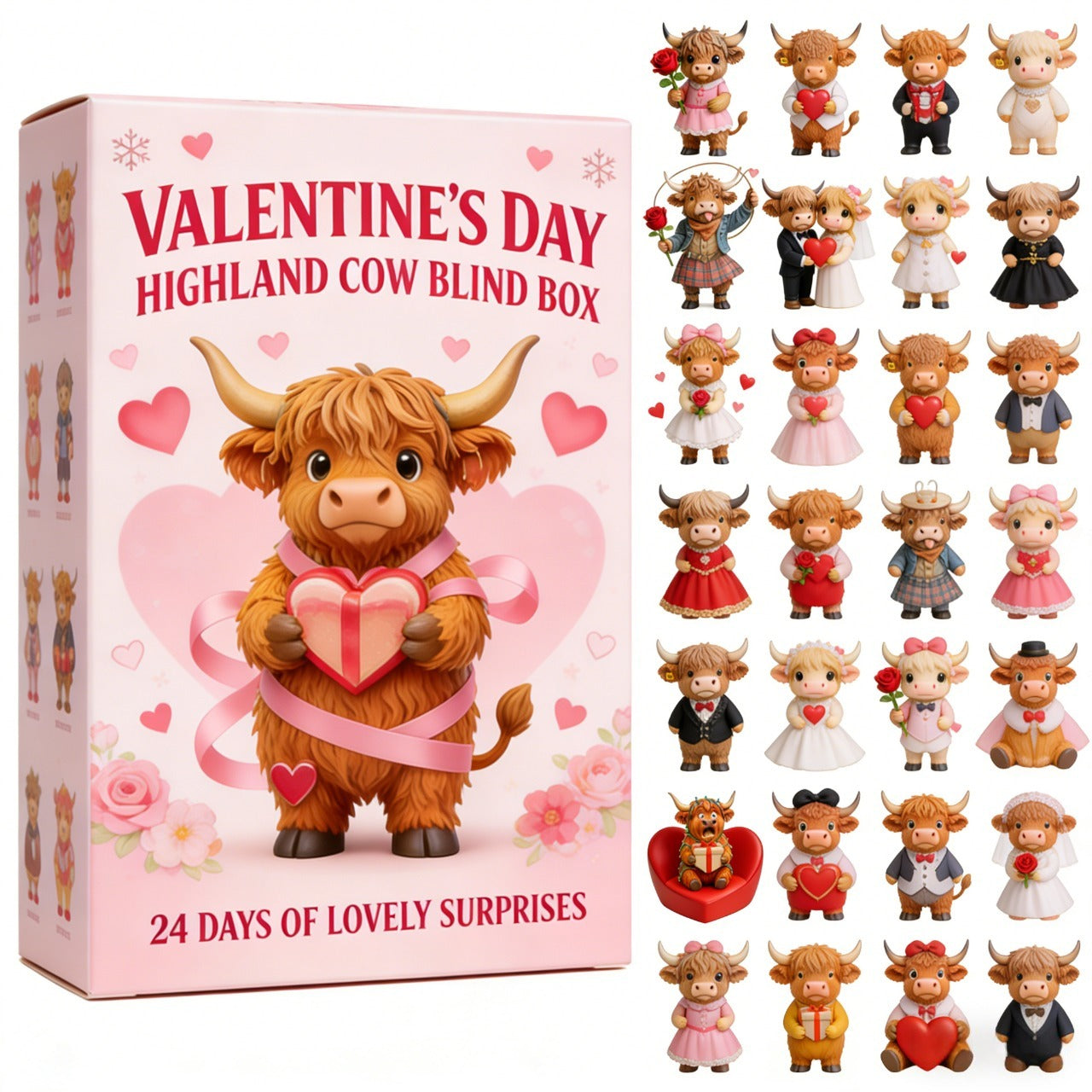 🔥🔥Nieuwjaar 52% korting--🐮Highland Cow Valentijnskalender 2026💘✨