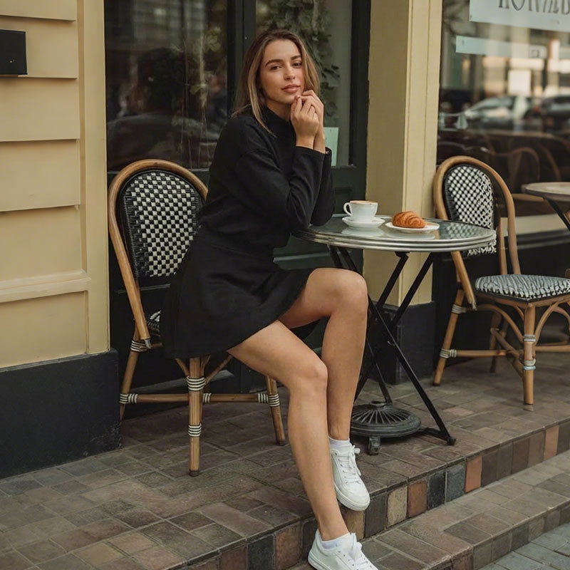 Damesjurk met hoge kraag, A-lijn en tweedelig set