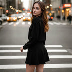 Damesjurk met hoge kraag, A-lijn en tweedelig set