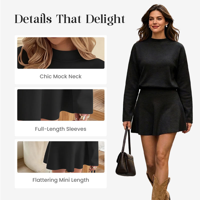 Damesjurk met hoge kraag, A-lijn en tweedelig set