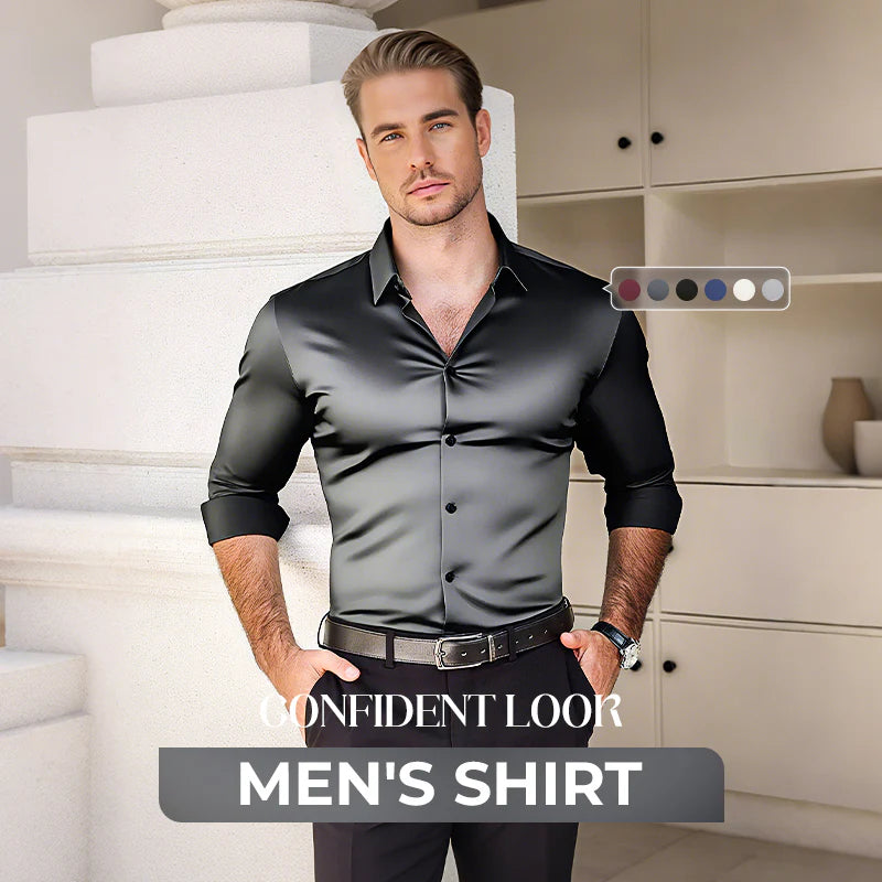 Herenoverhemden Met Lange Mouwen, Reverskraag En Knoopsluiting, Verkrijgbaar In Effen Kleuren