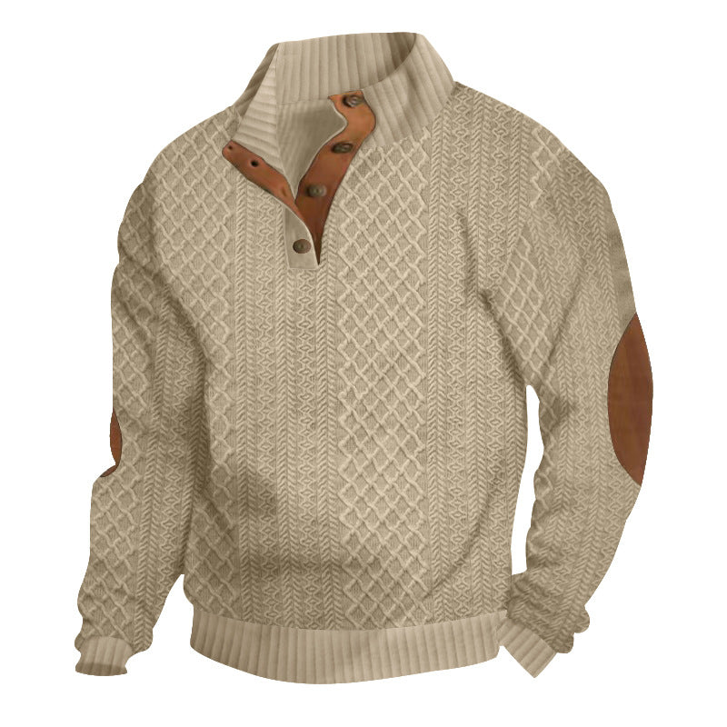🧥Lente 2026 Nieuwe collectie herenpolo met opstaande kraag en jacquardbreisel
