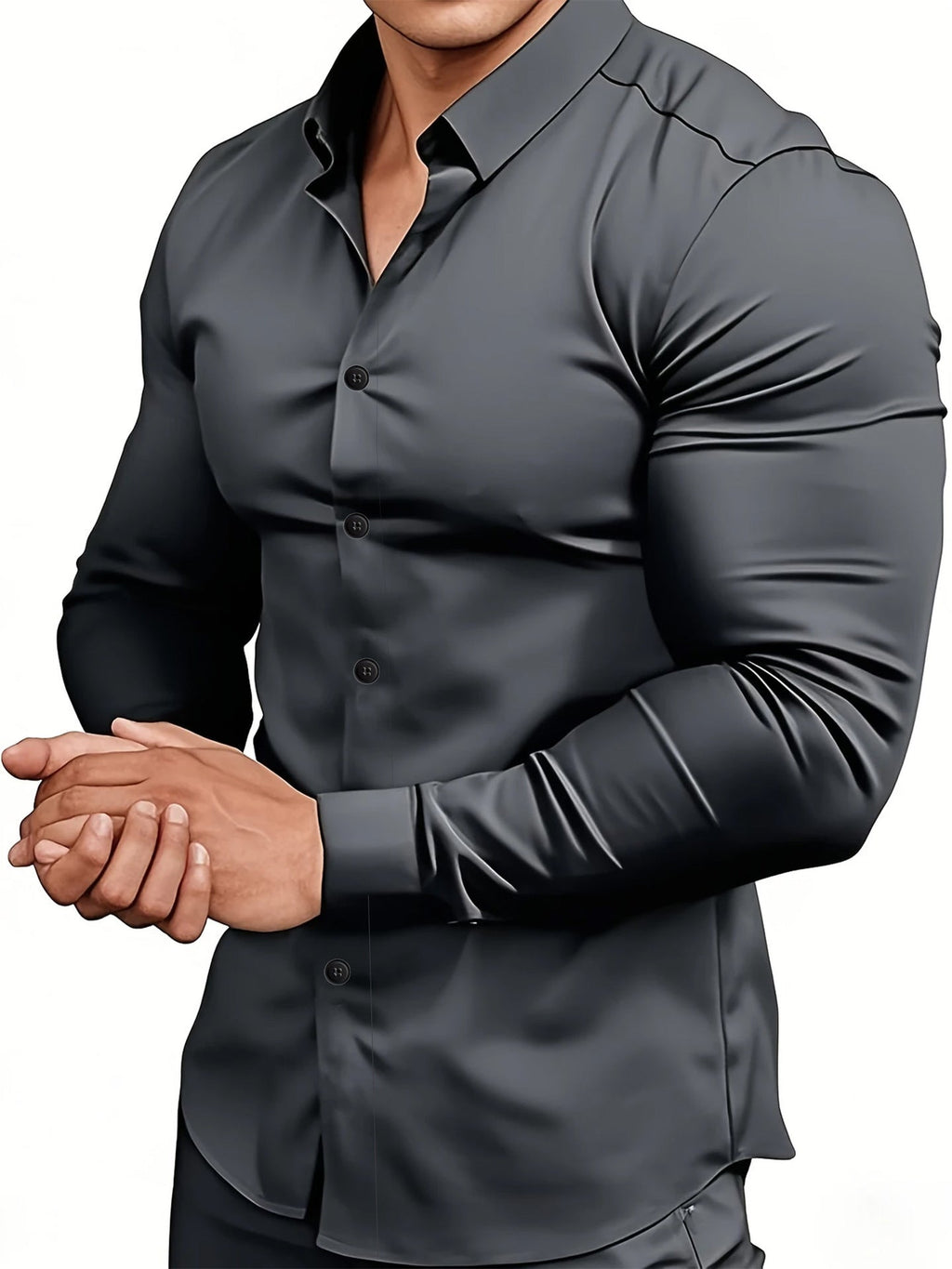 Herenoverhemden Met Lange Mouwen, Reverskraag En Knoopsluiting, Verkrijgbaar In Effen Kleuren