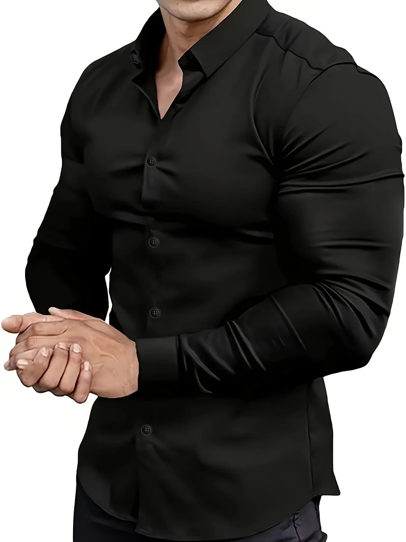 Herenoverhemden Met Lange Mouwen, Reverskraag En Knoopsluiting, Verkrijgbaar In Effen Kleuren