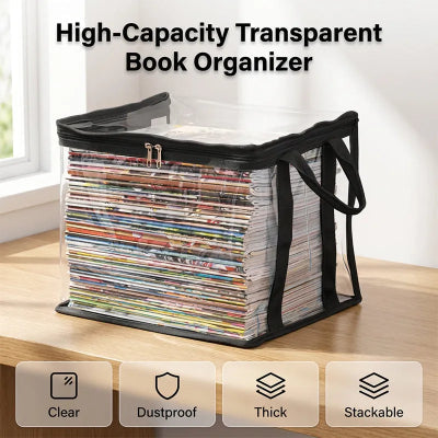 💖 Transparent, large-capacity book storage bag – dustproof and moisture-proof