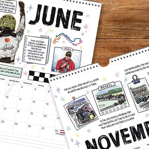 🏎️📅F1 Scrapbook Race Calendar 2026 — De ultieme wandkalender voor racefans