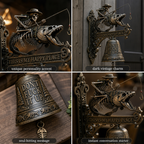 🎣 Skeleton Fisherman & Bigfoot Funny Wall Bell – Rustic Sasquatch Doorbell Decor