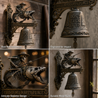 🎣 Skeleton Fisherman & Bigfoot Funny Wall Bell – Rustic Sasquatch Doorbell Decor