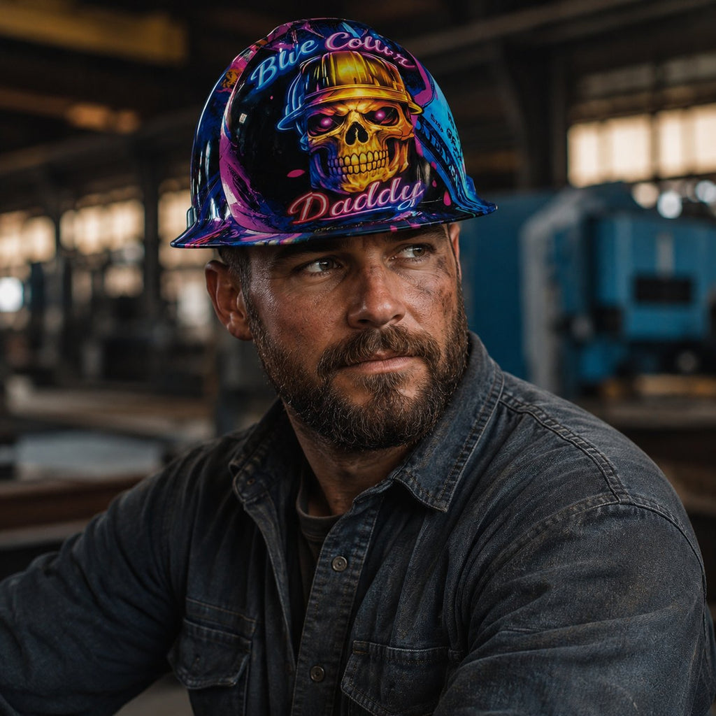 🎁Father’s Day 49% OFF - 👷‍♂️🔥 Blue Collar Daddy Hydro-Dipped Hard Hat