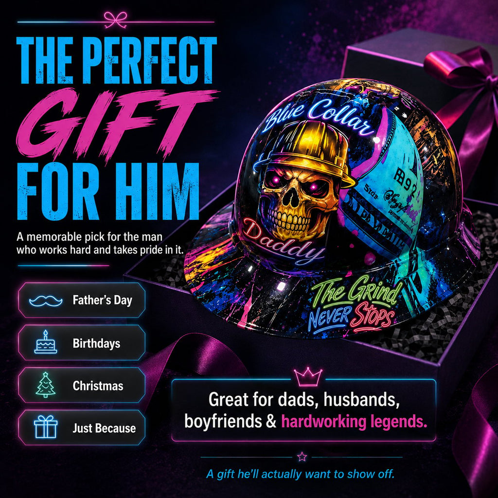 🎁Father’s Day 49% OFF - 👷‍♂️🔥 Blue Collar Daddy Hydro-Dipped Hard Hat
