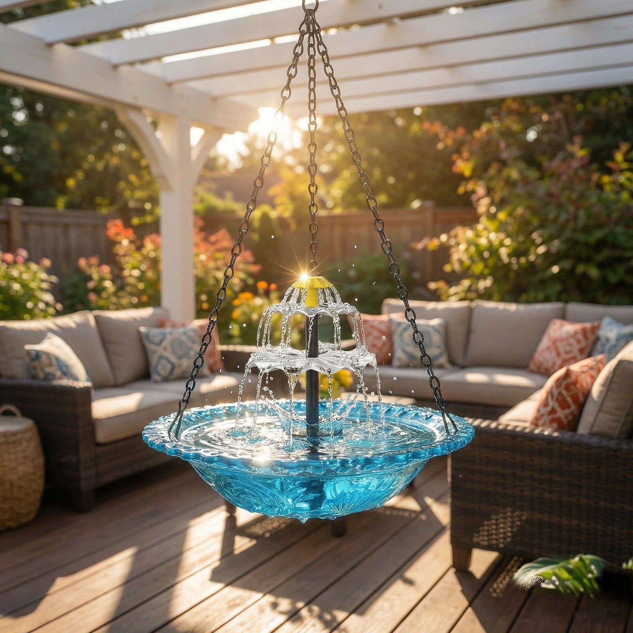 ⏰Tijdelijk 54% korting🦜Solar Cascade Hanging Birdbath Fountain