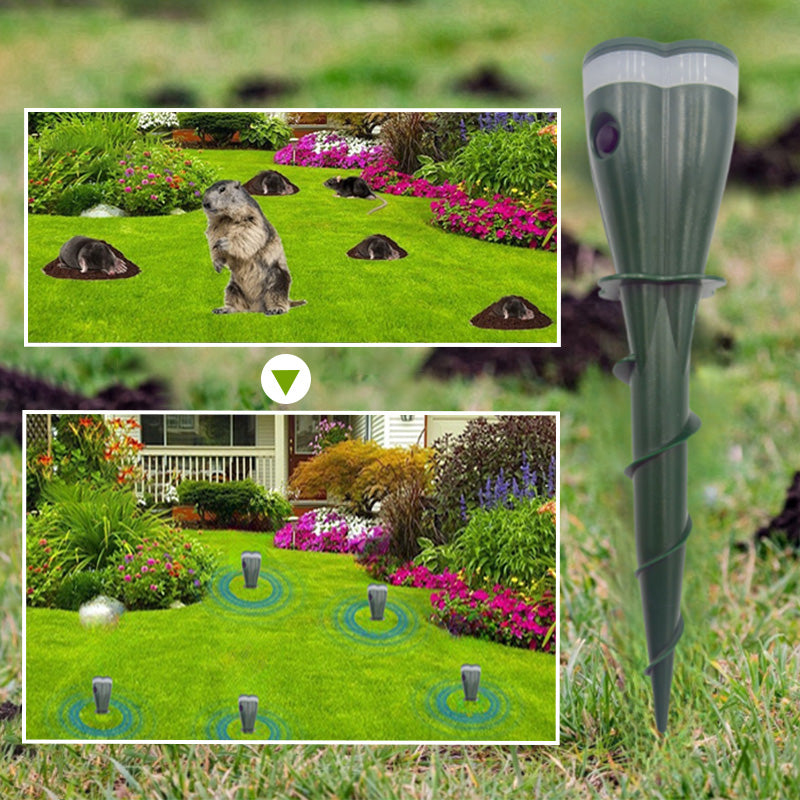 Solar-powered waterproof spiral mole drive