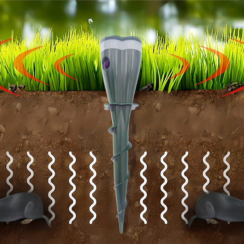Solar-powered waterproof spiral mole drive
