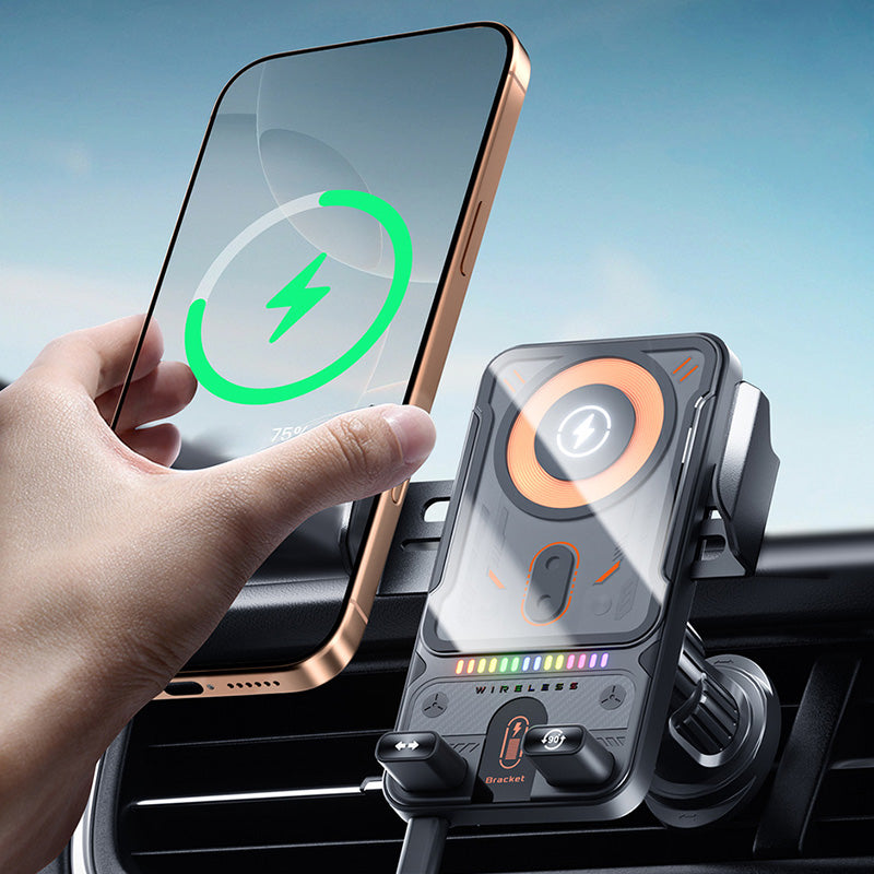 💥Nummer 1 in wekelijkse verkoop✨2-in-1 slimme autotelefoonhouder met draaifunctie en draadloze oplader
