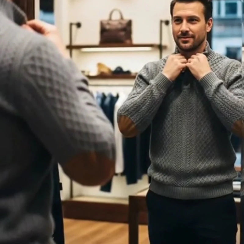 🧥Lente 2026 Nieuwe collectie herenpolo met opstaande kraag en jacquardbreisel